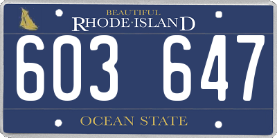 RI license plate 603647