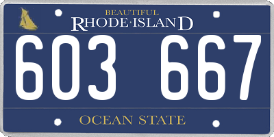 RI license plate 603667