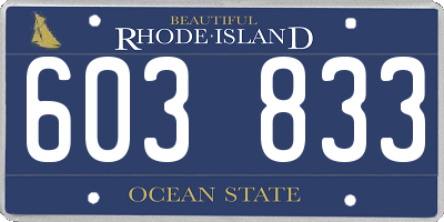 RI license plate 603833