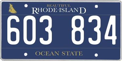 RI license plate 603834