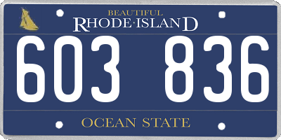 RI license plate 603836