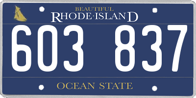 RI license plate 603837