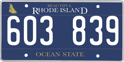 RI license plate 603839