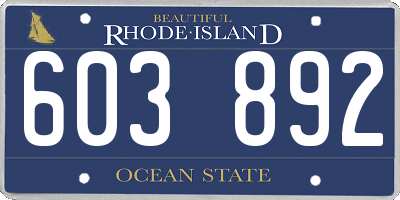 RI license plate 603892