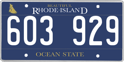 RI license plate 603929