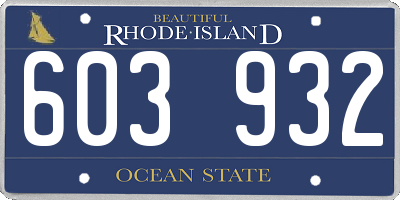 RI license plate 603932