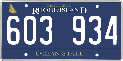 RI license plate 603934