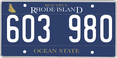 RI license plate 603980