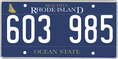 RI license plate 603985