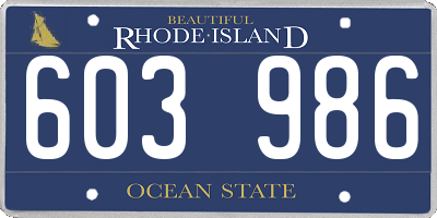 RI license plate 603986