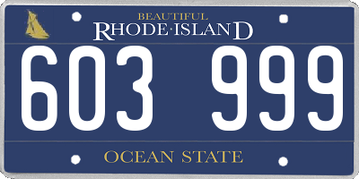RI license plate 603999