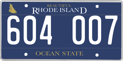 RI license plate 604007