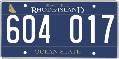 RI license plate 604017
