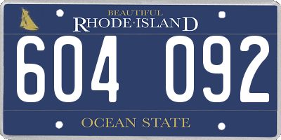 RI license plate 604092