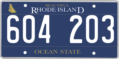 RI license plate 604203