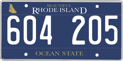 RI license plate 604205