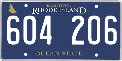 RI license plate 604206