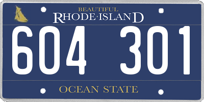 RI license plate 604301