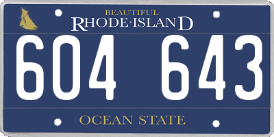 RI license plate 604643