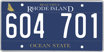 RI license plate 604701