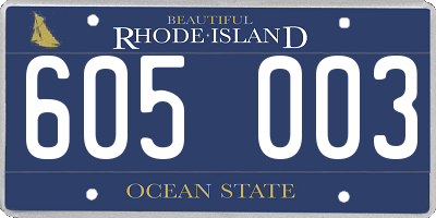 RI license plate 605003