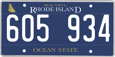 RI license plate 605934