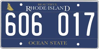 RI license plate 606017
