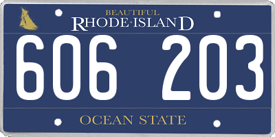 RI license plate 606203