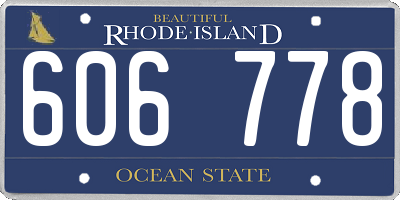 RI license plate 606778