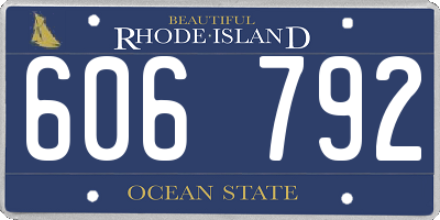 RI license plate 606792