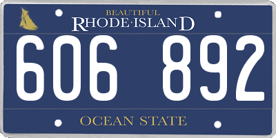 RI license plate 606892