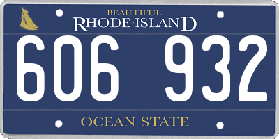 RI license plate 606932