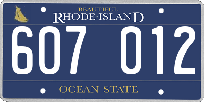 RI license plate 607012
