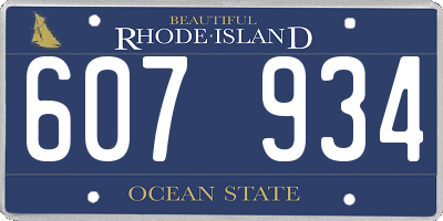 RI license plate 607934