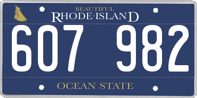 RI license plate 607982