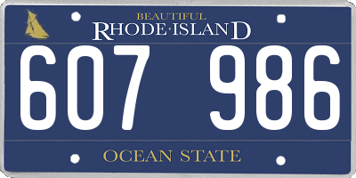 RI license plate 607986