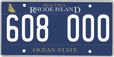 RI license plate 608000