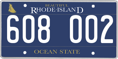 RI license plate 608002