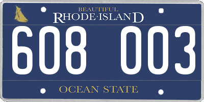 RI license plate 608003