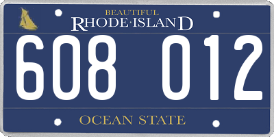 RI license plate 608012