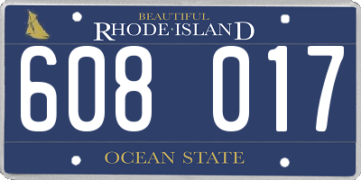 RI license plate 608017
