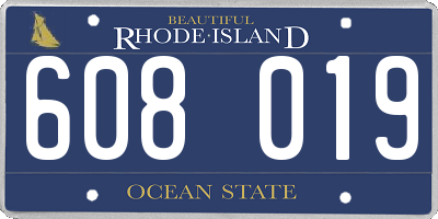 RI license plate 608019