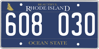 RI license plate 608030