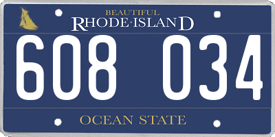 RI license plate 608034
