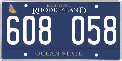 RI license plate 608058