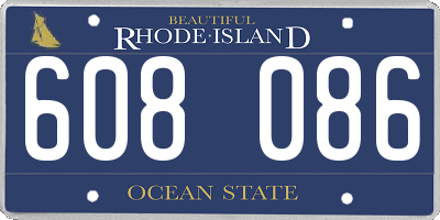 RI license plate 608086