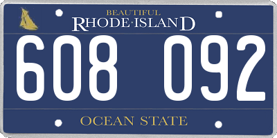 RI license plate 608092