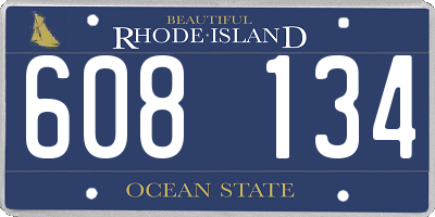 RI license plate 608134