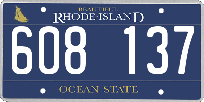 RI license plate 608137