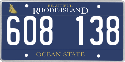 RI license plate 608138